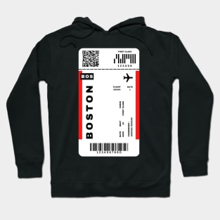 Boston Boarding Pass Massachusetts Destination Ticket Hoodie